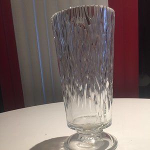 Clear Vintage Mid Century Heavy Molded Glass Vase 50s 60s